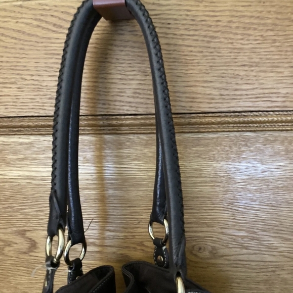 Talbot's cinched espresso bucket bag genuine pebbled leather magnetic closure - Picture 8 of 10